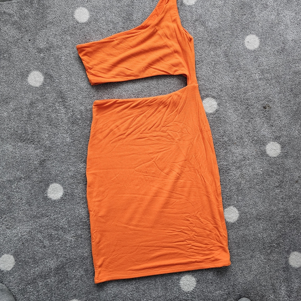 Naked Wardrobe One-Shoulder Dress in Vibrant Orange